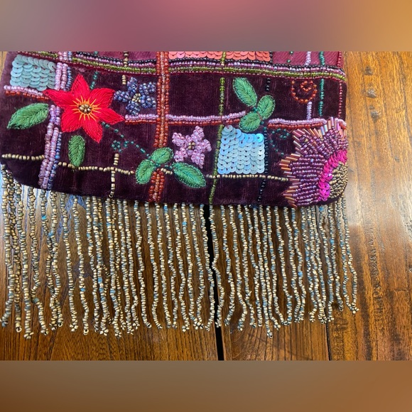 Cute boho beaded bag. Flowers,sequins,fall colors. - Picture 2 of 6